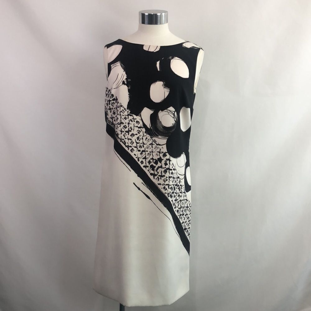 Piazza Sempione Black White Print Sheath Dress